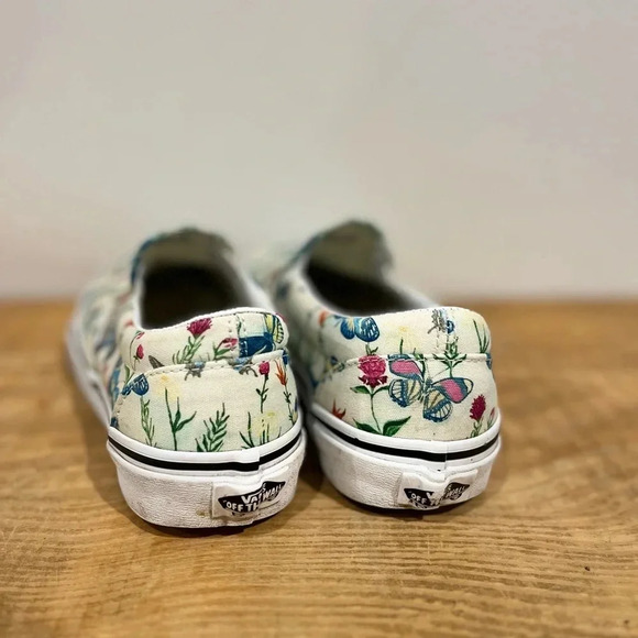 Vans white floral butterfly sneakers Womens 7.5 - Picture 5 of 8